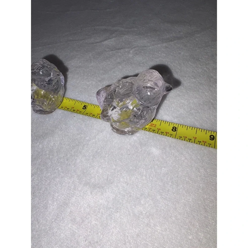 Vintage Clear Glass Chick Salt and Pepper‎ Shakers Set Rare Bird Figurines